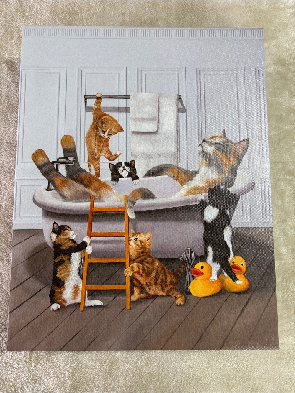 Playful Cats Bathroom Wall Art Print